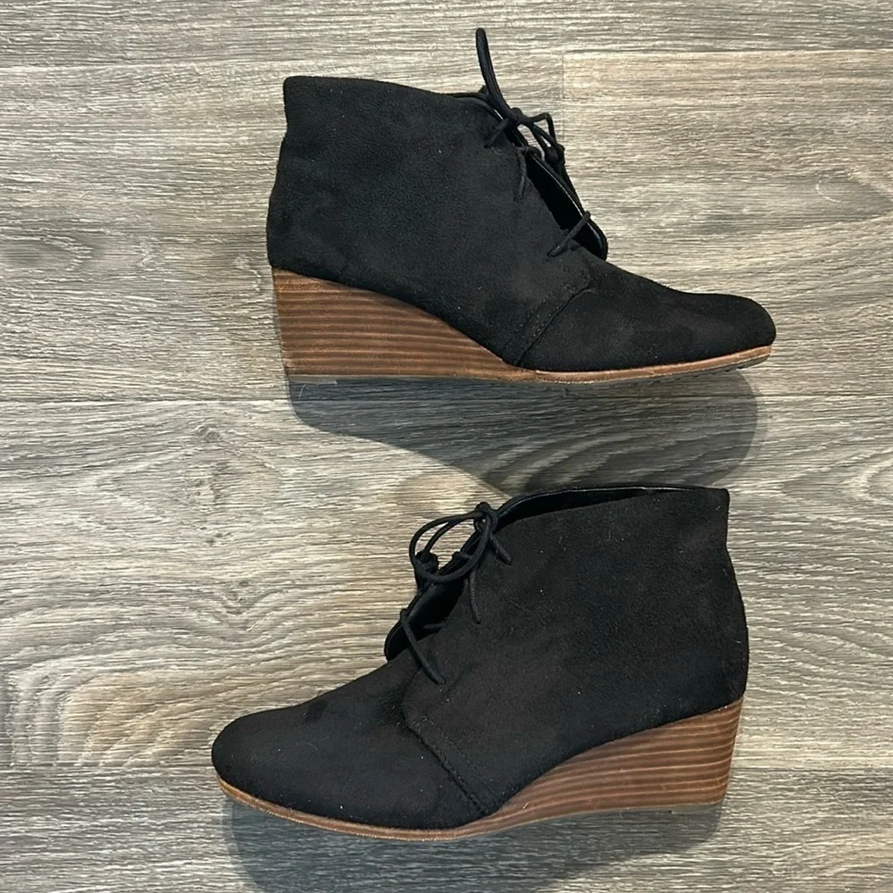 Dr Scholl's Boots Size 10 Dakota Wedge Bootie Faux Suede Black Memory Foam NWOT